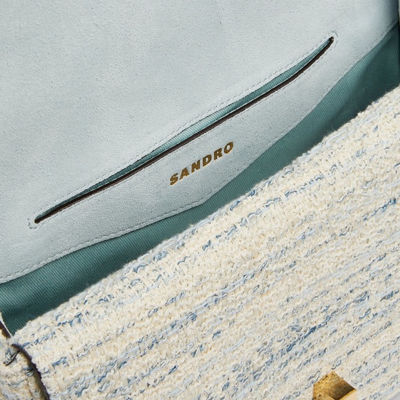 NWOT Sandro Tweed Yza shoulder bag in bleu - Picture 5 of 14